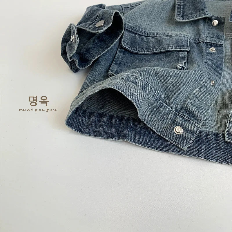 Children Denim Coat Baby Boys Fashion Lapel Loose Jacket Kids Clothes