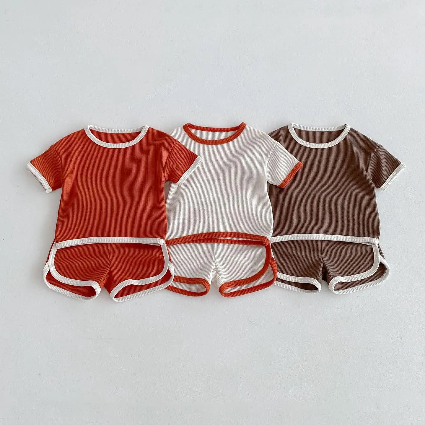 Boy Girl Children Thin Cotton Short Sleeve Tops + Shorts 2pcs