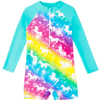 Children's Swimsuits Girls Long Sleeves Bathing Suit Unicorns Girls' Swimsuit