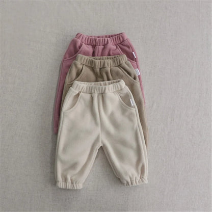 Toddler Baby Sports Set Fleece Solid Color Hoodies And Pants 2pcs Warm Suit