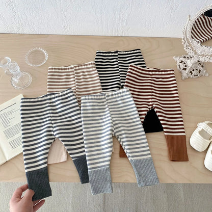 Baby Leggings Cotton Girls Striped Patchwork Leggings Infant Stretch Pants