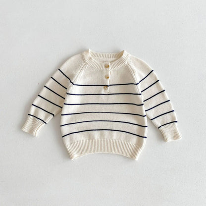 Girl Baby Knitted Striped Outwear Boy Cotton Knit Long Sleeve Pullover Sweater