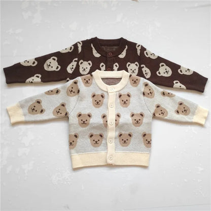 Baby Boy Knitwear Children Cardigans Cartoon Bear Jackt Outerwear