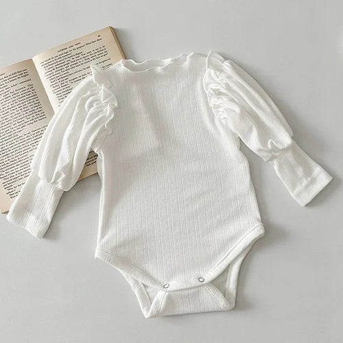 Infant Baby Girls Jumpsuit Long Sleeved Cotton Mesh Splicing Toddler Romper