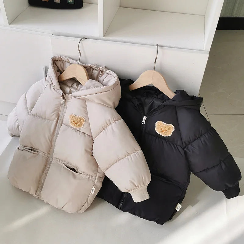 Girls Warm Hooded Winter Thickened Jackets Solid Color Cotton coat