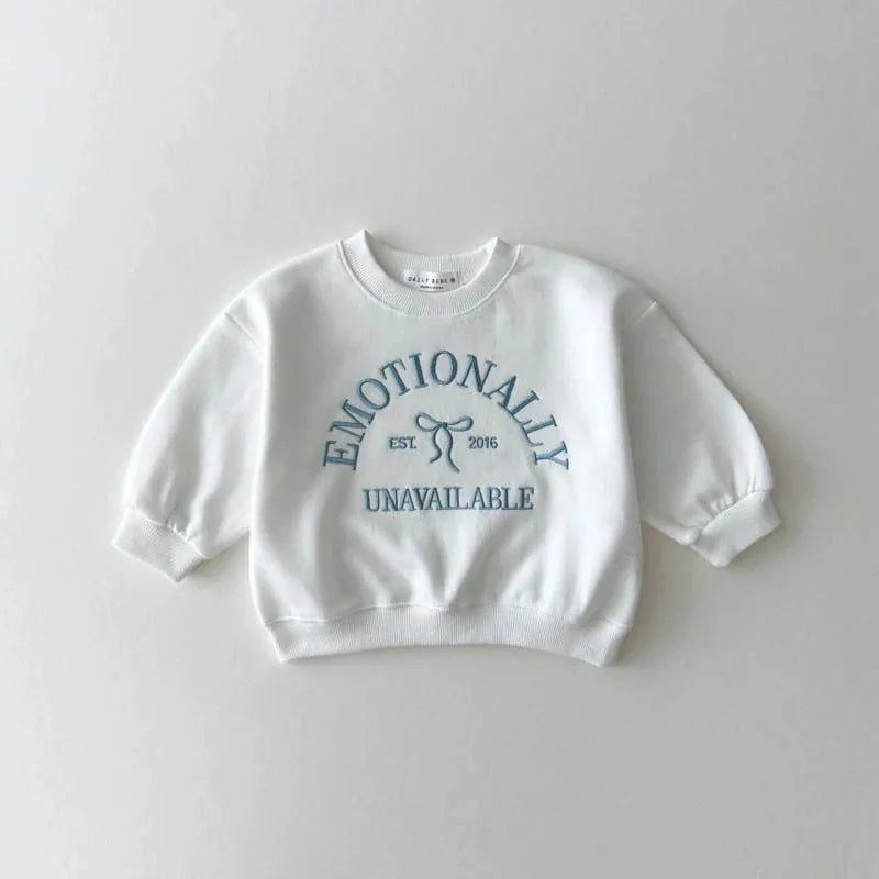 Baby Long Sleeve Casual Sweatshirt Letter Embroidery Children Loose Sweatshirt