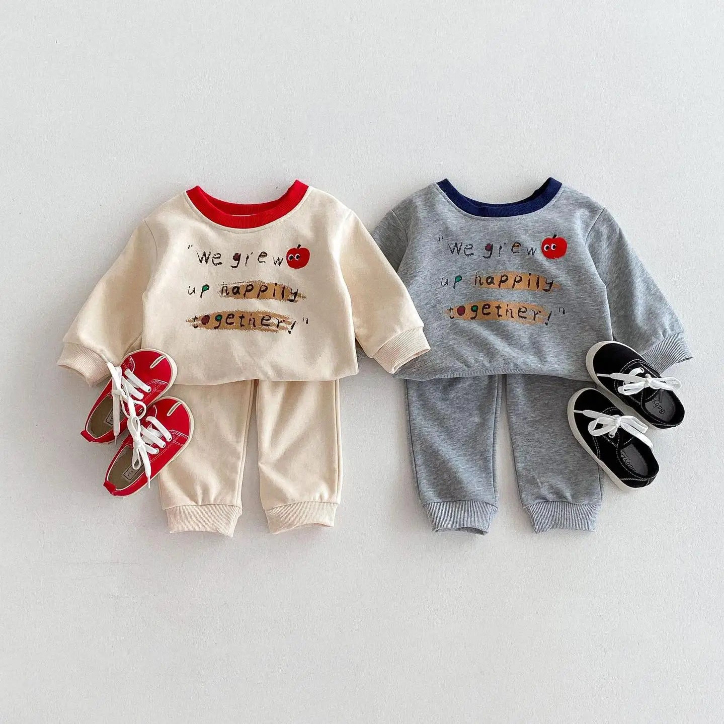 Boy Girl Letter Print Long Sleeve Tops + Pants Children Clothes Set