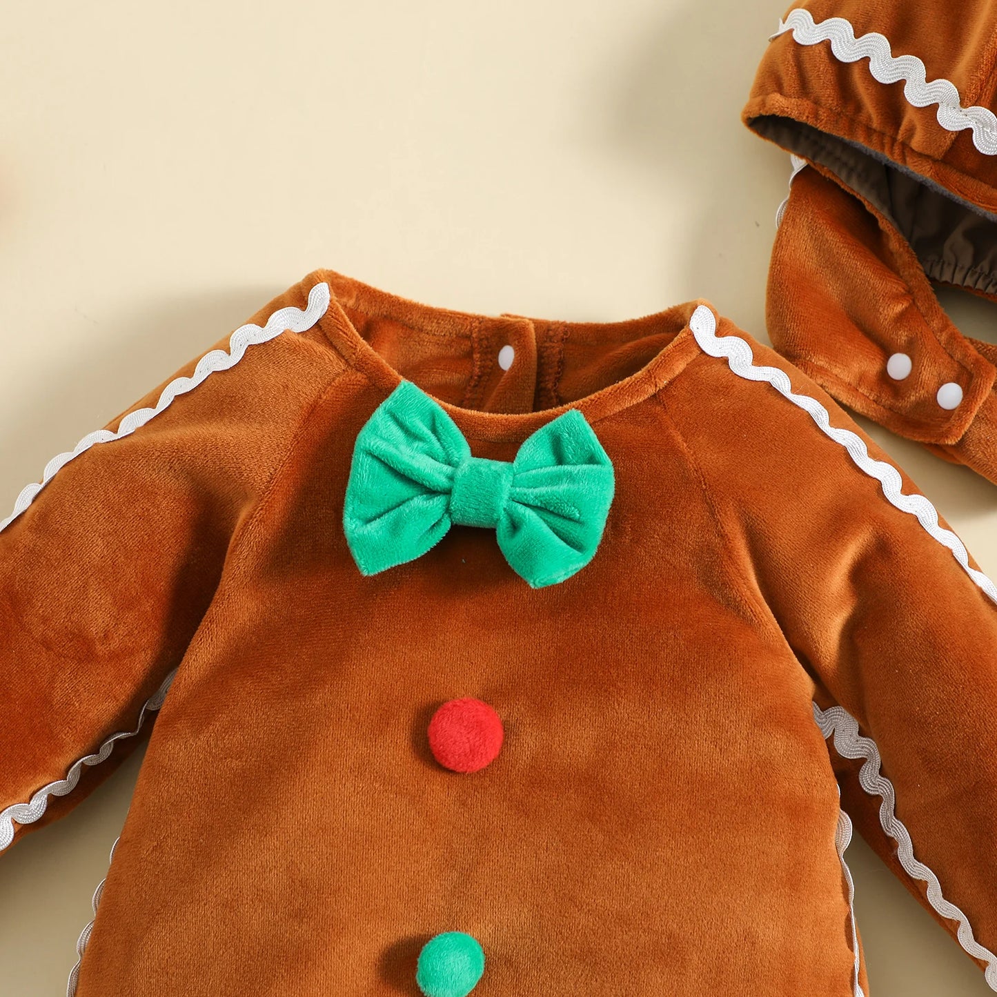 Toddler Baby Gingerbread Man Rompers Footed Jumpsuit With Hat