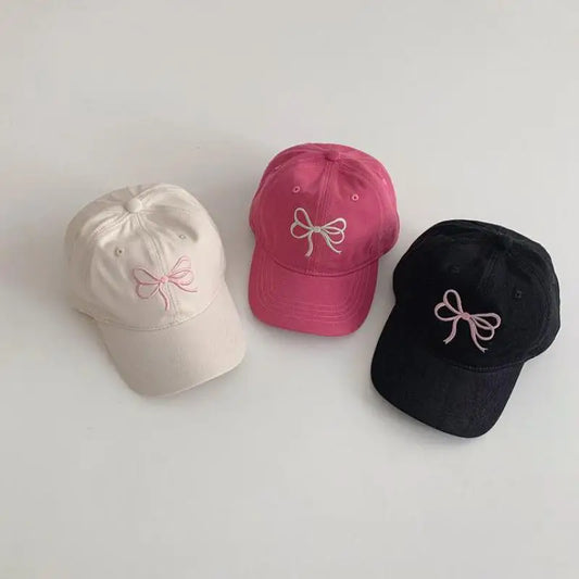 Children Embroidery Bow Peaked Cap Girl Baby Cotton Baseball Hat