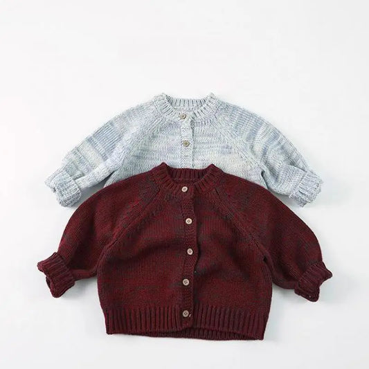 Boys Girls Solid Knit Cardigan Baby Cotton Sweater Jacket