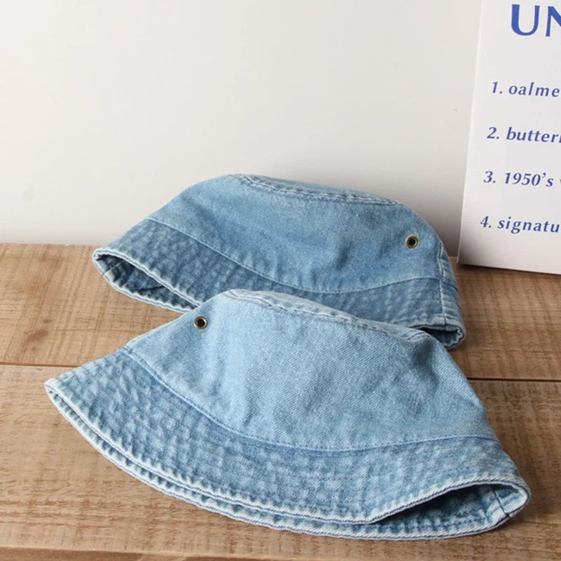 Baby Bucket Hats Cotton Washed Denim Children Cool Cap For Girl Boys