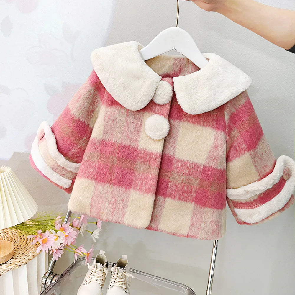 Toddler Outwear Big Collar Fashion Fleece Thick Infant beautiful jacket