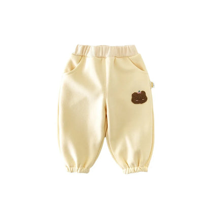 New Baby Fleece Warm Trousers Infant Girls Cute Cartoon Sweat Pants