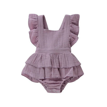 Baby Girl Clothes Solid Color Sleeveless Ruffle Strap Romper Jumpsuit