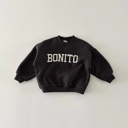 New Children Fleece Sweatshirt Letter Embroidery Baby Boys/Girls Casual Sweatshirt