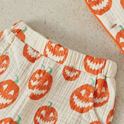 Baby Halloween Sleepwear Pumpkin Print Tops + Pants