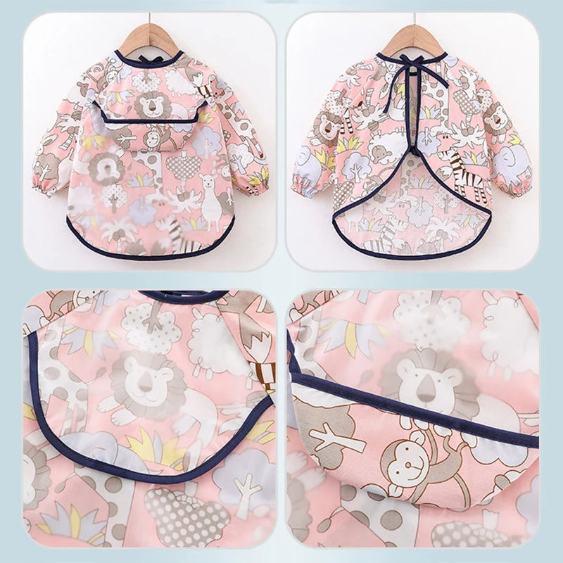 Baby Bibs Long Sleeve Art Apron Cartoon Waterproof Bib for Children