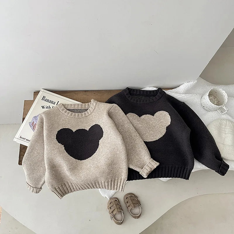 Baby Girl Cartoon Bear Knitted Tops Kids Autumn Winter Pullover Sweaters