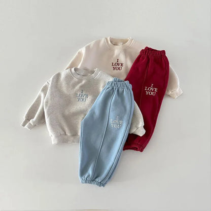 Boys Girls Fleece Warm Clothes Set Kids Outfits