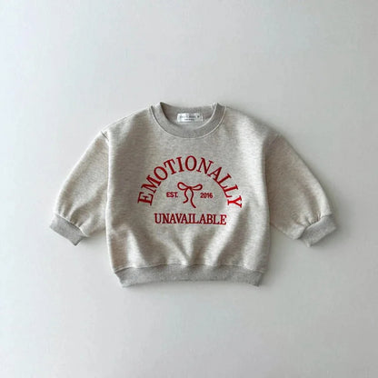 Baby Long Sleeve Casual Sweatshirt Letter Embroidery Children Loose Sweatshirt