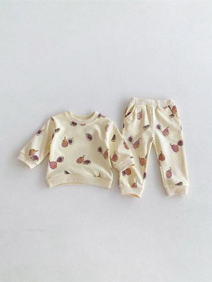 Baby Fruit Print Long Sleeve Tops + Pants 2pcs Kids Tracksuit