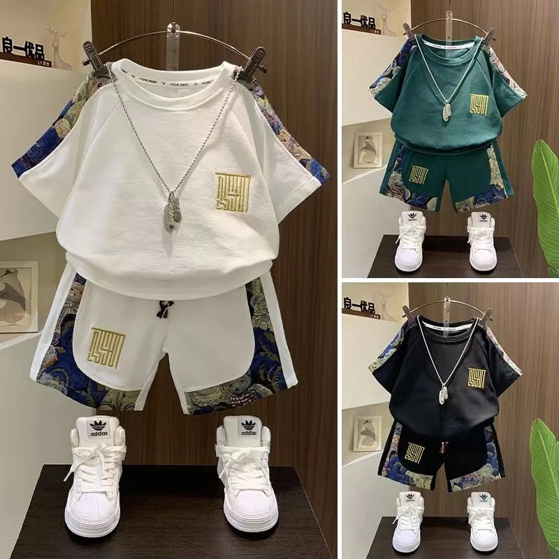 Baby Boys Clothes Pullover T-Shirt+Shorts 2pcs Kids Cartoon Sport Outfit