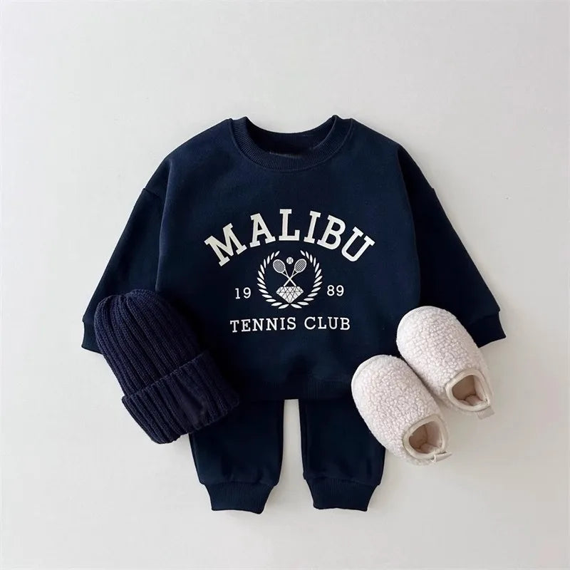 Baby Letter Print Tracksuit Boy Girl Children Casual Tops + Pencil Pants 2pcs