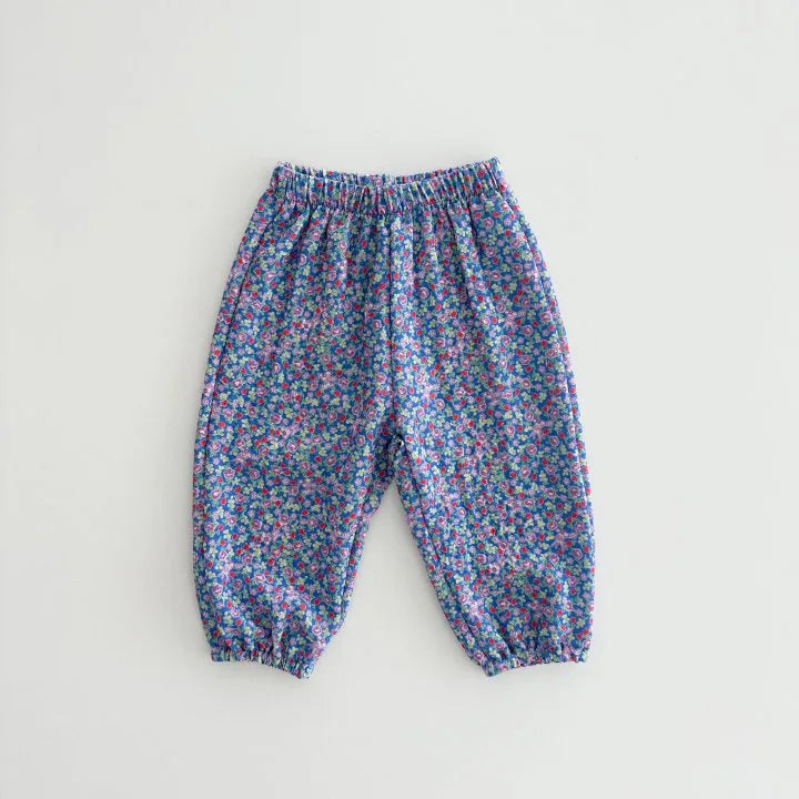 Girls Vintage Floral Lantern Pants Kids Boys Thin Breathable Soft Homewear Trousers