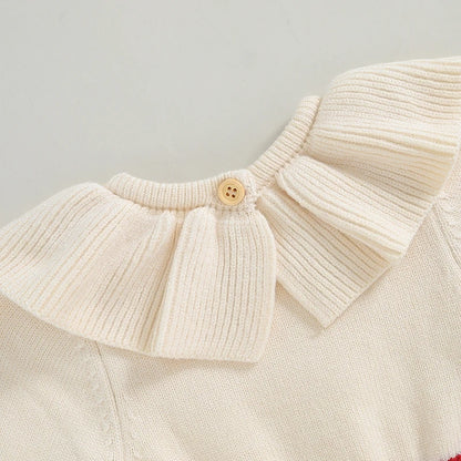 Baby Girls Sweater Romper Contrast Color Long Sleeve Jumpsuits for Newborn