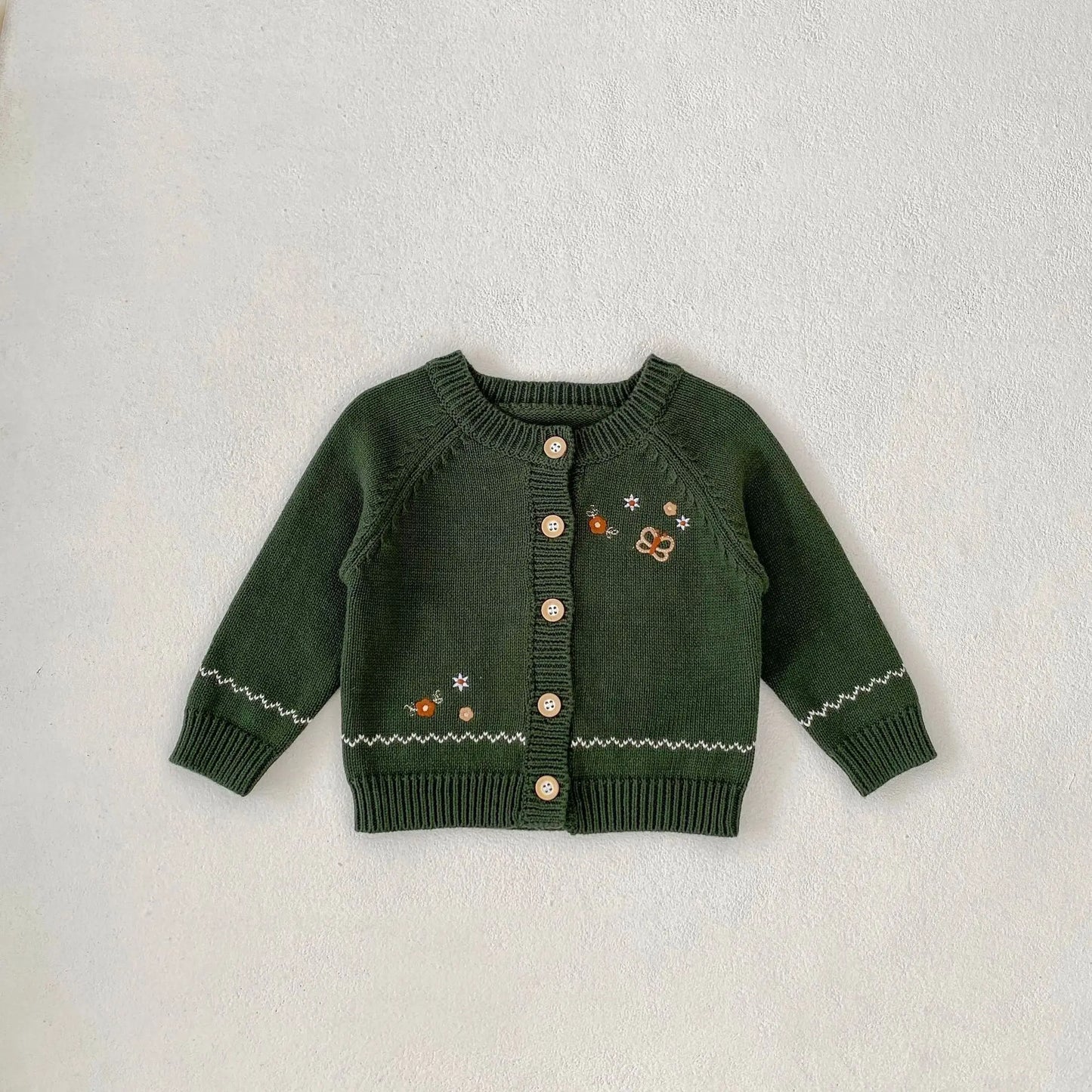 Boy Girl Embroidery Long Sleeve Knitted Tops Coat Cotton Children Knitsuit Kids Clothes