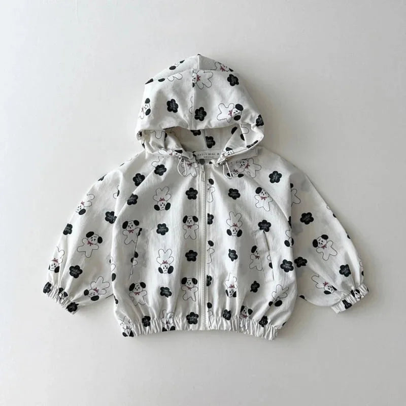 Baby Long Sleeve Hooded Coat Cute Cartoon Print Boys Girls Zipper Jacket