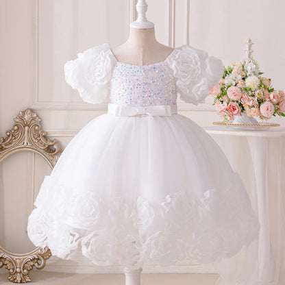 Girls Princess Sequins Dresses Toddler Kids First Birthday Ball Gown Children Wedding Christmas Party Frocks