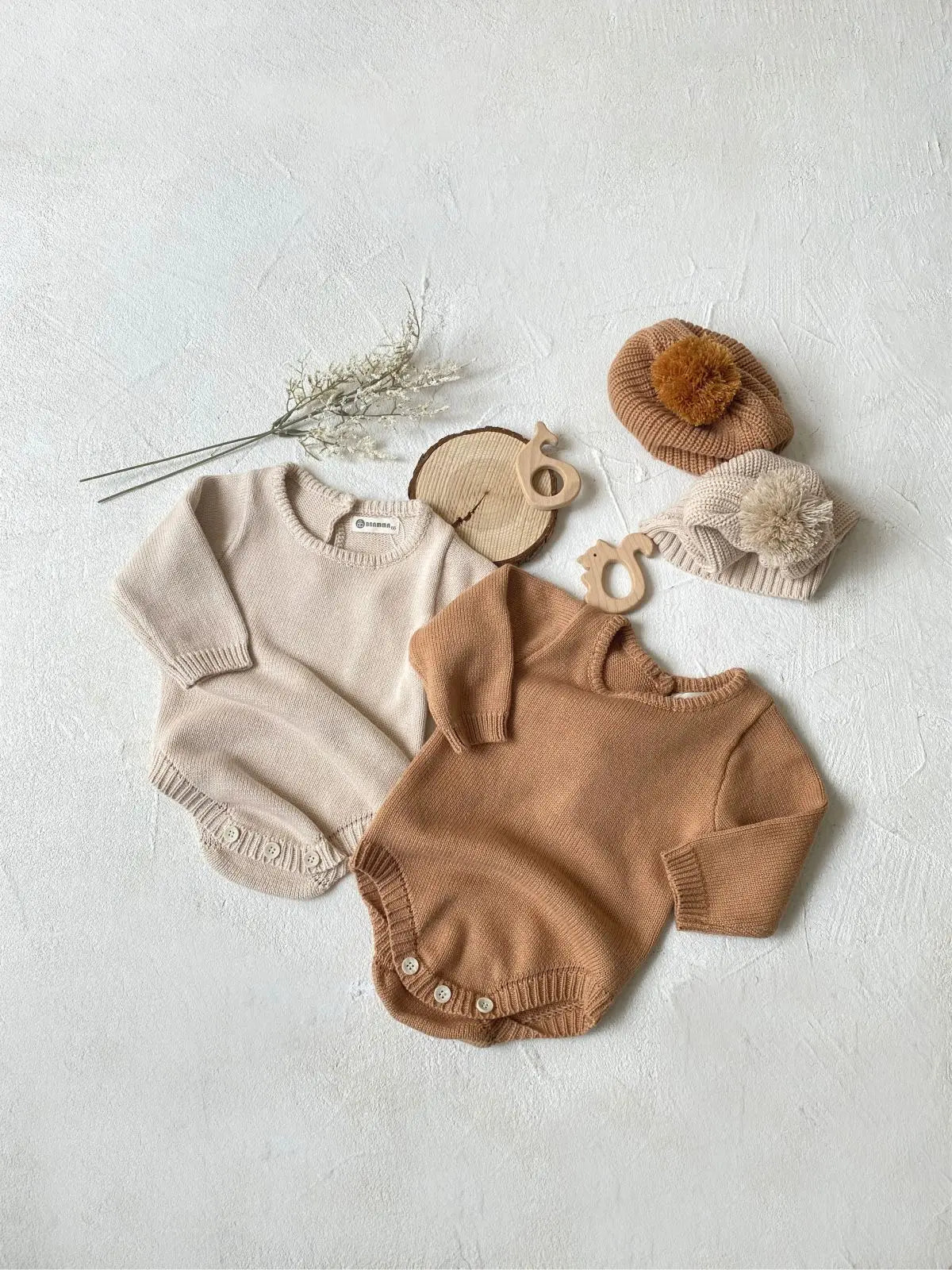 Baby Long Sleeve Knit Bodysuit Solid Newborn Toddler Cotton Jumpsuit