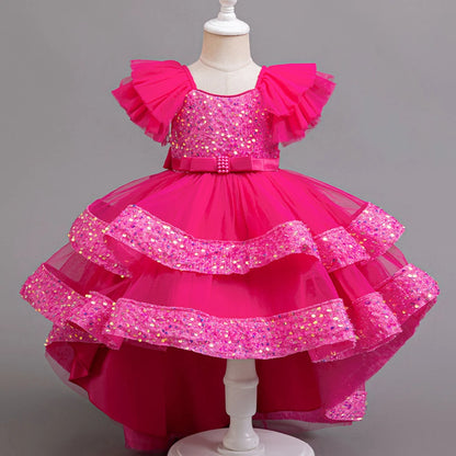 Dress for Girls Green Sequined Children Wedding Party Dresses Elegant Festive