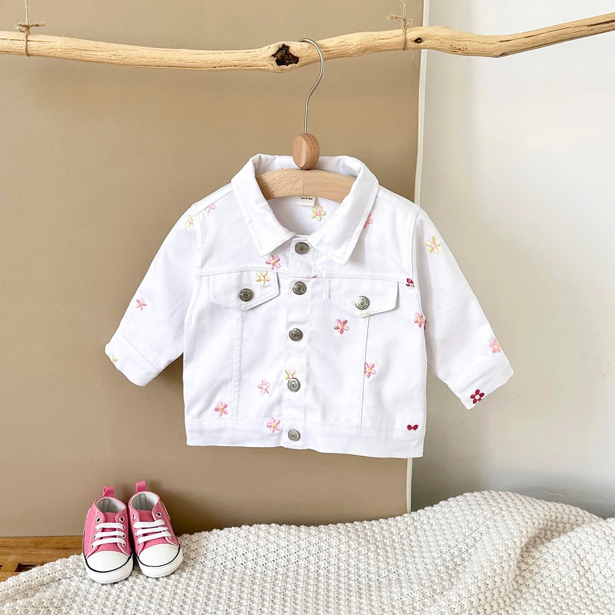 Children's Denim Jacket Flower Embroidery Stylish Spring Baby Clothes