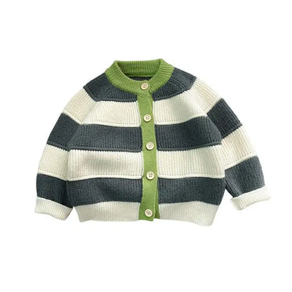 Children Striped Knitted Long Sleeve Sweater Fashion Girl/Boys Baby Cardigan Coat