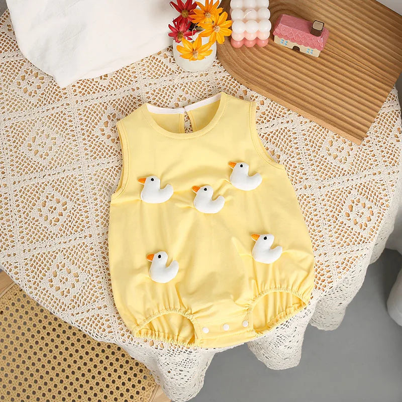 Infant Girls Cute Cartoon Sleeveless Bodysuit Newborn Jumpsuit Toddler Outwear