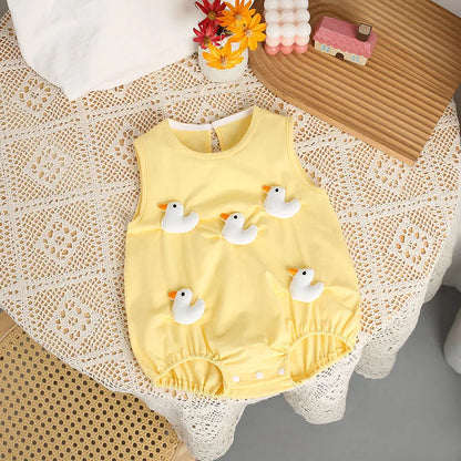 Infant Girls Cute Cartoon Sleeveless Bodysuit Newborn Jumpsuit Toddler Outwear