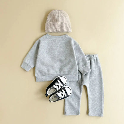 Boys Girls Sweatshirt Letter Long Sleeve +Pants Two Piece Cotton Children's Set