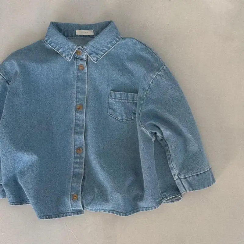 Boy Baby Casual Denim Coats Newborn Solid Cardigan Loose Long Sleeve Tops