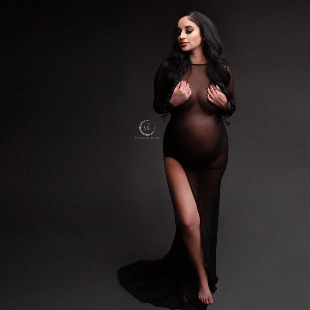 Maternity Photography Gown Super High Elastic Mesh Sexy Dresses