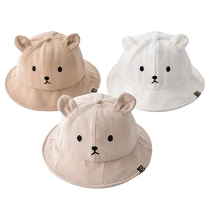 Newborn Baby Hat Infant Muslin Bucket Bear Ears Caps Boys for Toddlers