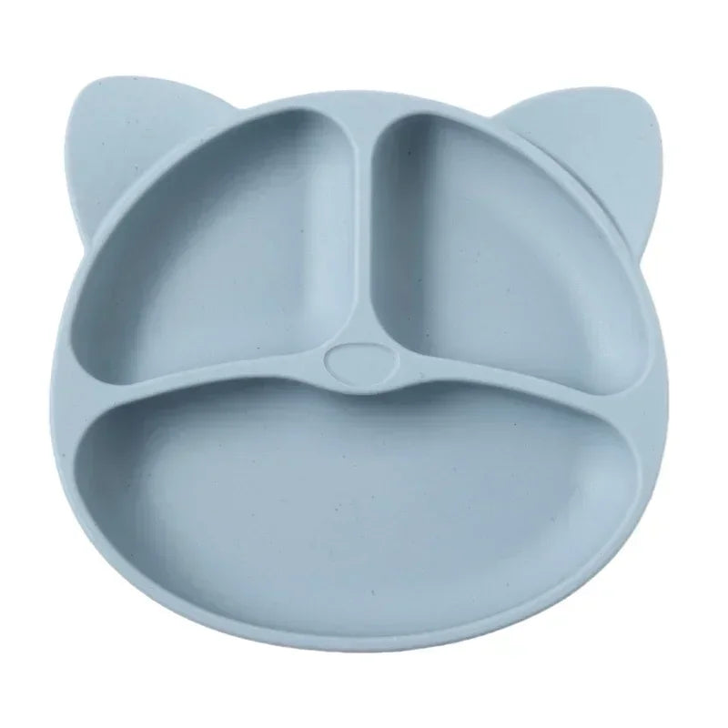 Feeding Plate Sucker Bowl Solid Smile Face Children Dishes Toddler Training Tableware