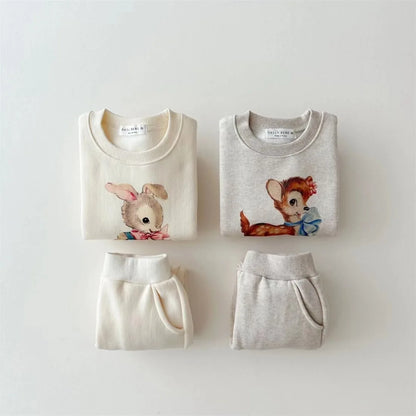 Boy Girl Baby Cartoon Long Sleeve Tops+Casual Pants 2pcs Sweatshirt Set