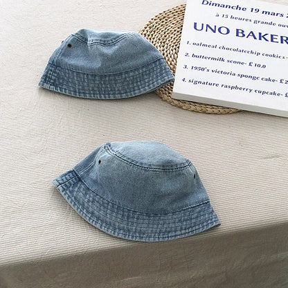 Baby Bucket Hats Cotton Washed Denim Children Cool Cap For Girl Boys