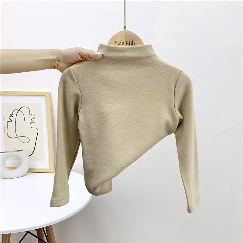 Boy Girl Baby Solid Bottoming Shirt Children Turtleneck Casual Tshirt Kid Tops