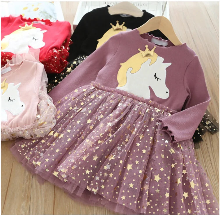 Toddler Girls Children Birthday Party Halloween Unicorn Princess Dress