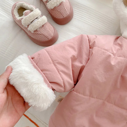 Baby Girls Clothes Fur Lining Hoodie Jacket  Cotton Fleece Boys Coat