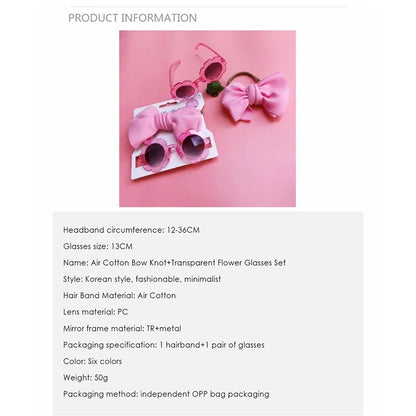 Sunglasses Headband Set Baby Girls Flower Frame UV380 Sun Protection Glasses