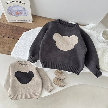 Baby Girl Cartoon Bear Knitted Tops Kids Autumn Winter Pullover Sweaters